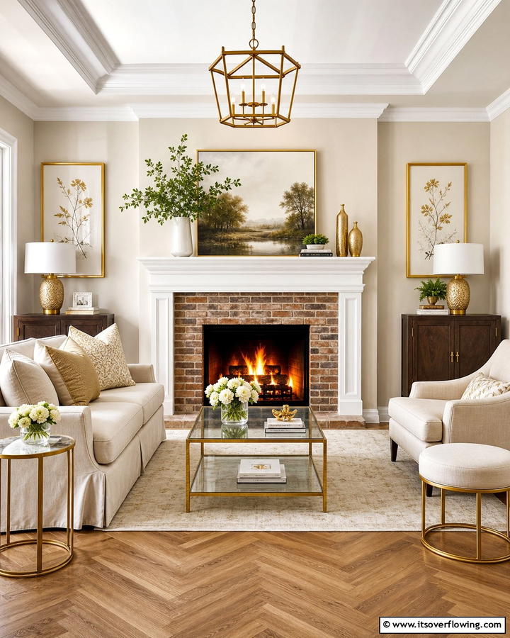 Elegant Brick Mantel - 21 Rustic Brick Fireplace Ideas for Warm Living Rooms
