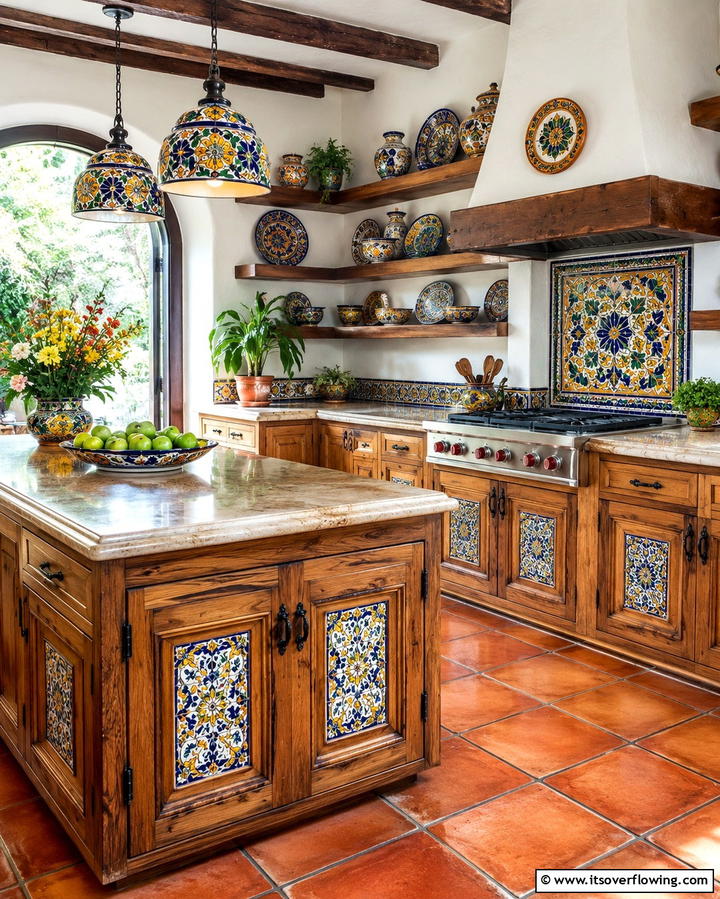 Elegant Ceramic Accents - 30 Spanish Style Kitchen Ideas for Old-World Elegance