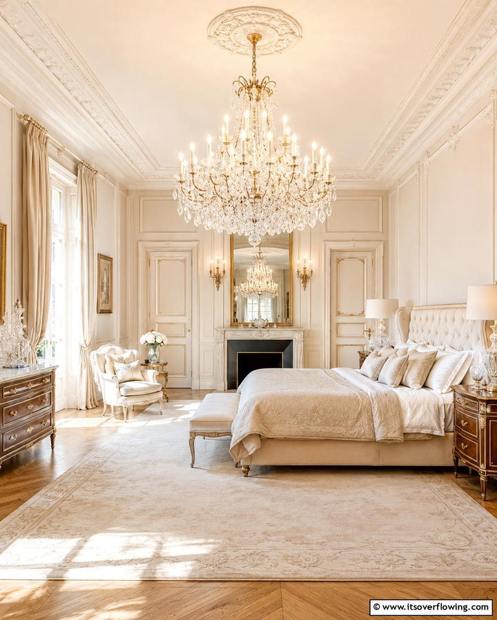 Elegant Chandeliers - 30 French Bedroom Decor Ideas for Elegant European Style