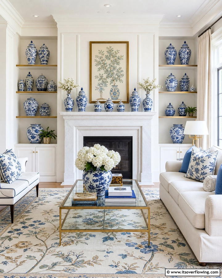 Elegant Chinese Porcelain Accents - 20 Chinoiserie Living Room Ideas for Timeless Style