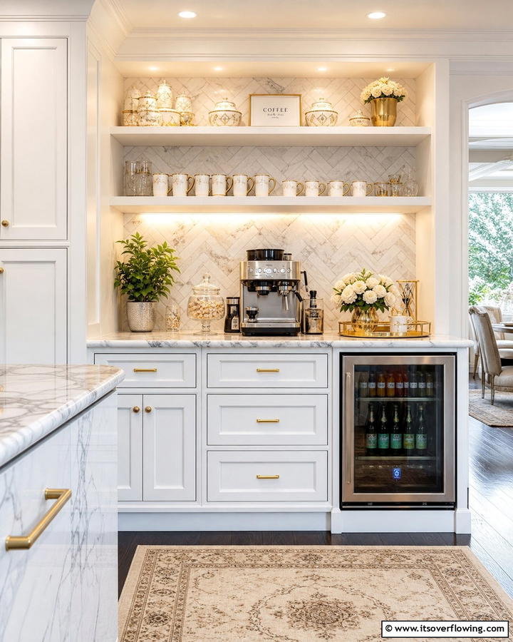 Elegant Coffee Station - 21 Functional Coffee Station Ideas for Kitchen or Office