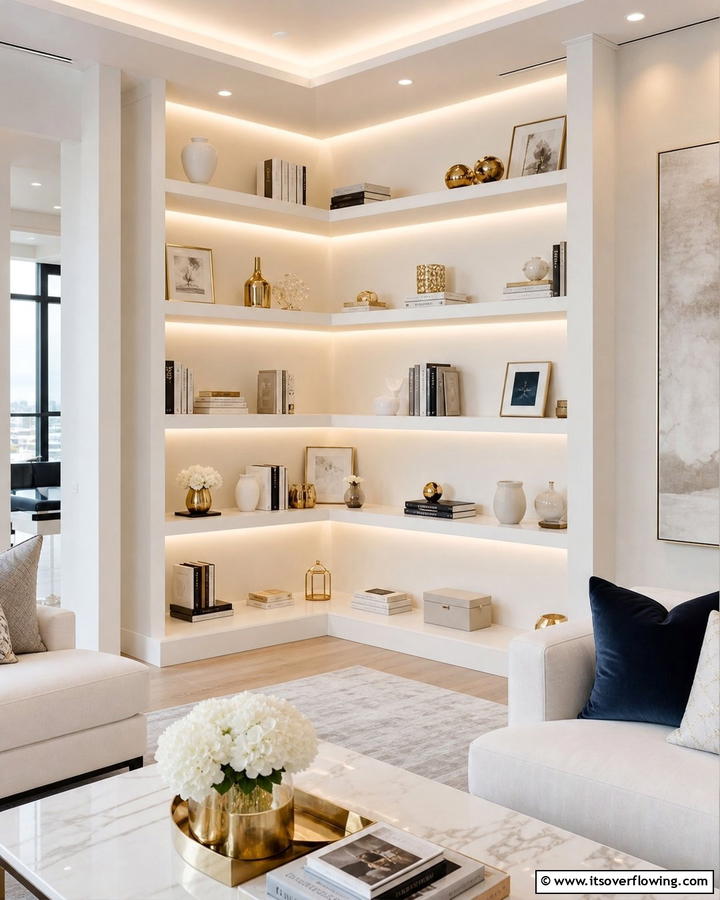 Elegant Corner Shelving - 21 Corner Decoration Ideas to Utilize Empty Spaces