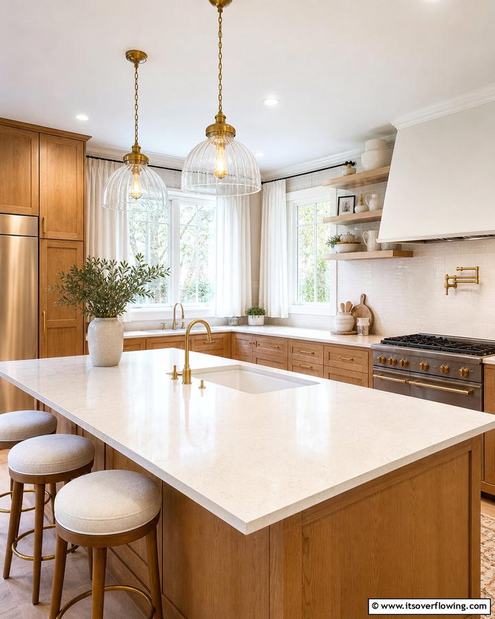Elegant Cream Tones - 30 Countertop Colors That Harmonize With Oak Cabinets