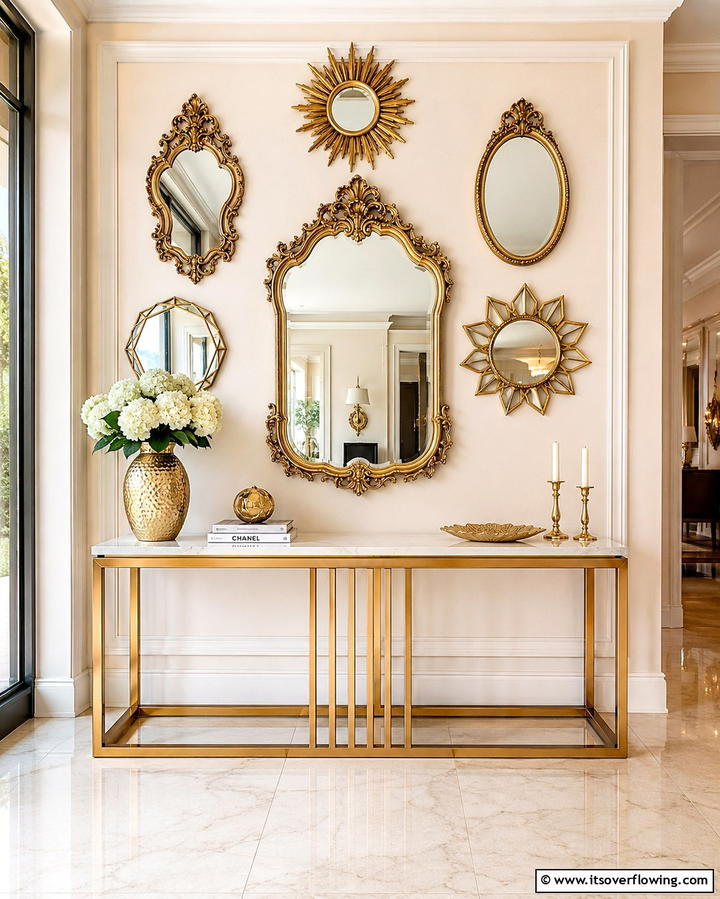 Elegant Cream and Gold Mirrors - 30 Elegant Cream & Gold Living Room Themes for Luxe Interiors