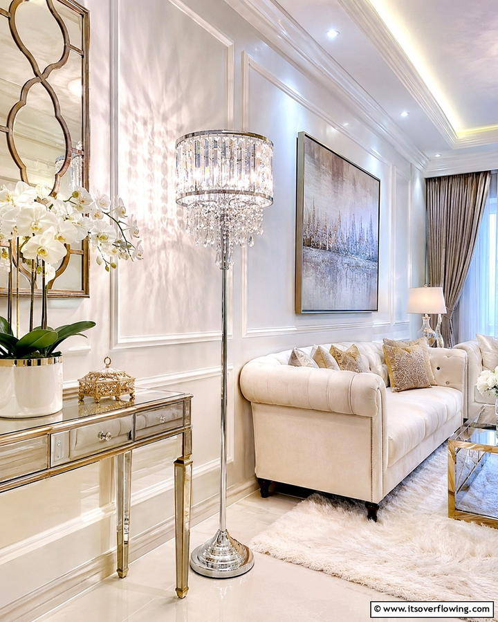 Elegant Crystal Floor Lamp - 30 Living Room Floor Lamp Ideas- Stylish Lighting Solutions