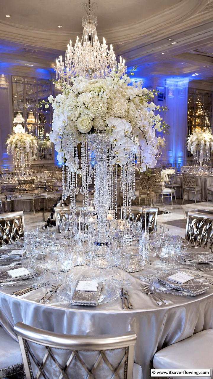 Elegant Crystal Sparkle - 21 Stunning Wedding Centerpiece Ideas for Table Decor