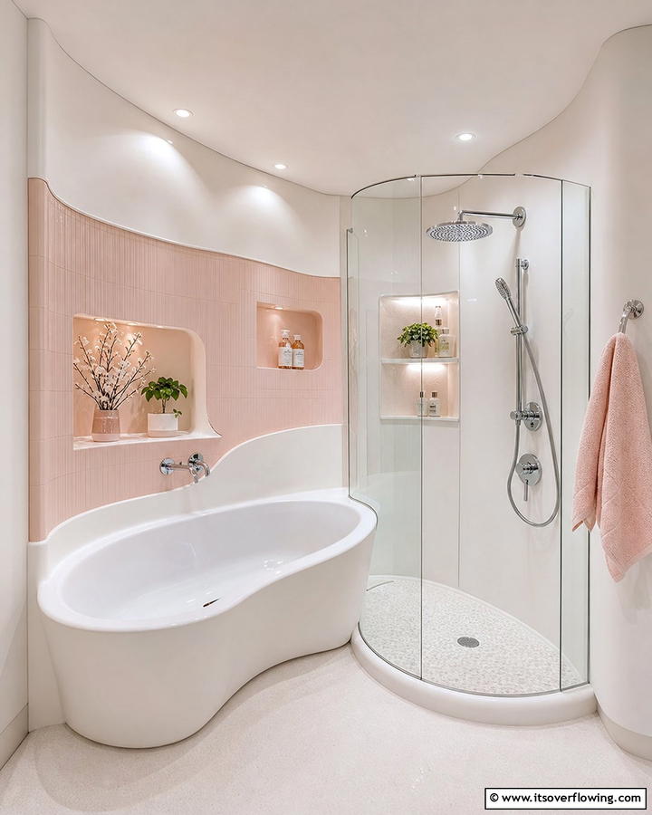 Elegant Curved Design - 30 Tub-Shower Combo Ideas for Space-Efficient Bathrooms