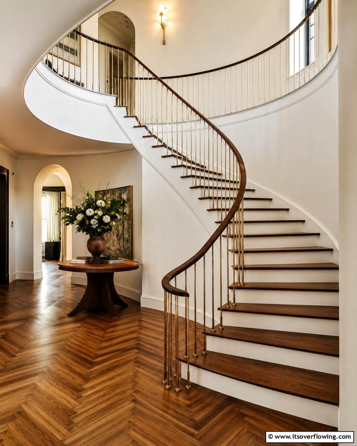 Elegant Curved Railings - 25 Stair Railing Ideas for Modern and Traditional Homes