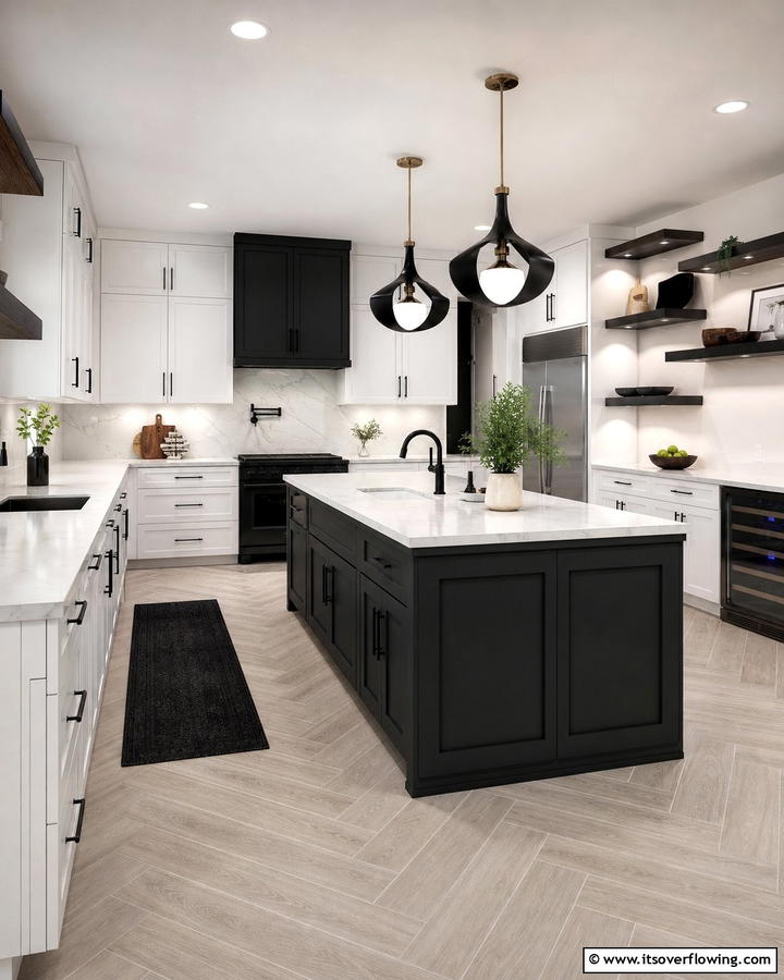 Elegant Dark Accents - 21 Kitchens With Black Cabinets- Bold & Timeless Designs