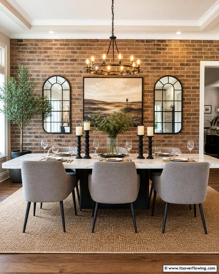 Elegant Dining Room Feature - 25 Brick Accent Wall Ideas for a Stylish Home Feature