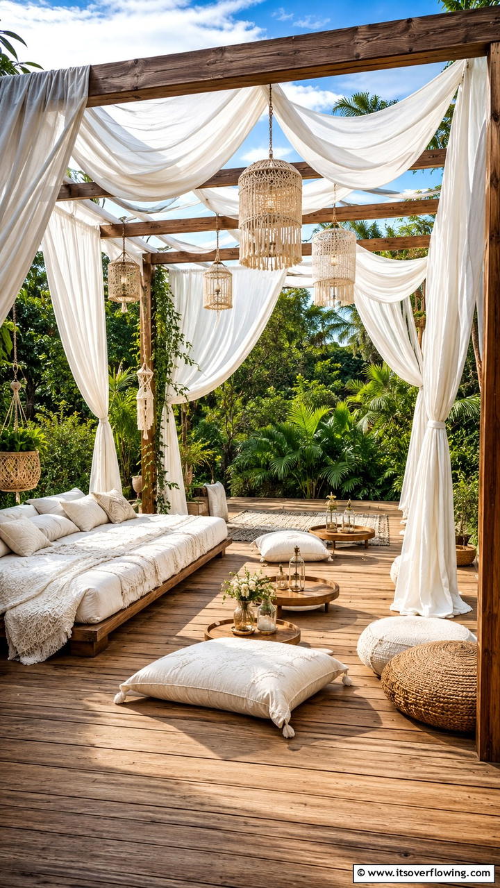 Elegant Draped Canopy - 30 Deck Roof Ideas for Shaded Outdoor Living