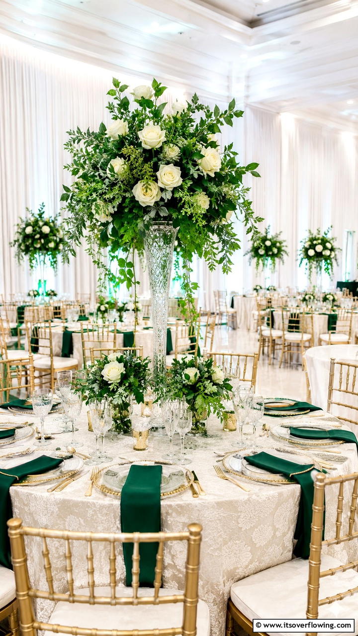 Elegant Emerald Centerpieces - 30 Emerald Green Wedding Ideas for Luxurious Celebrations