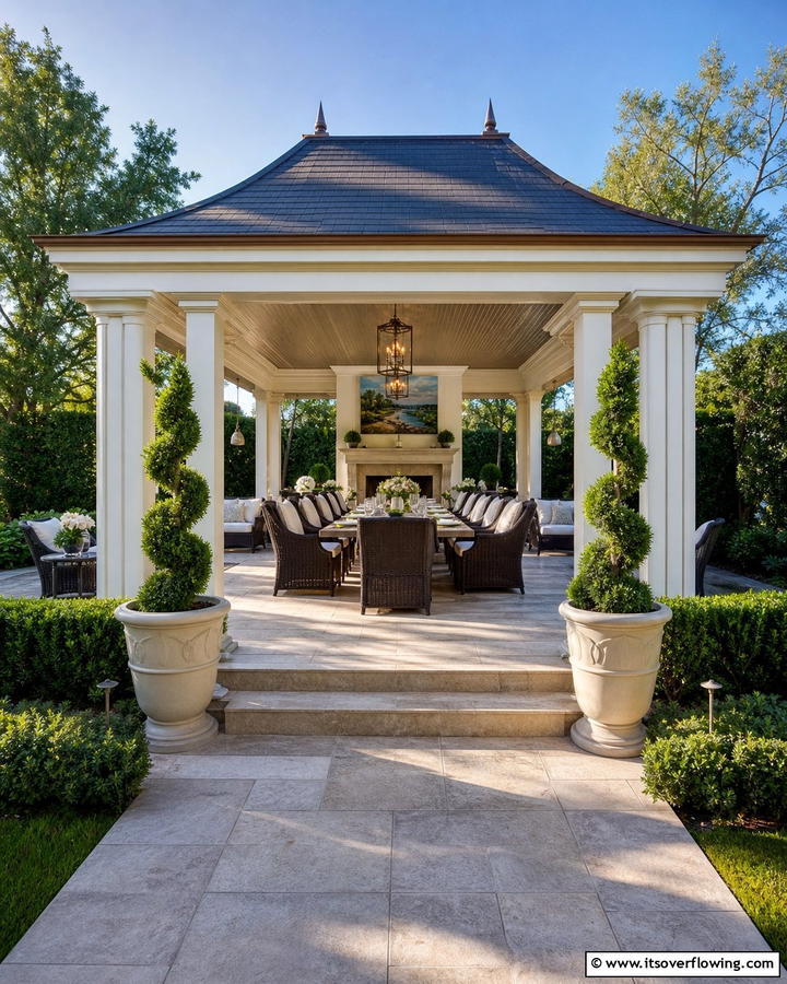 Elegant Entertaining Space - 21 Gazebo Patio Ideas for Shaded Outdoor Entertaining Spaces