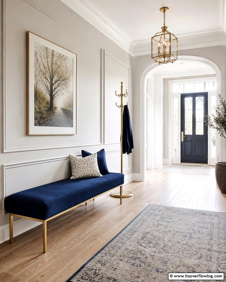 Elegant Entry Bench - 30 Modern Entryway Ideas- First Impressions with Style