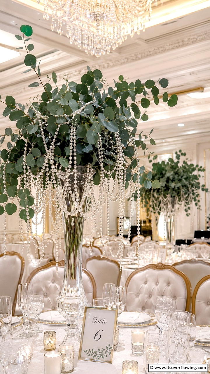 Elegant Eucalyptus and Pearls - 30 Eucalyptus Wedding Centerpieces for Natural Elegance