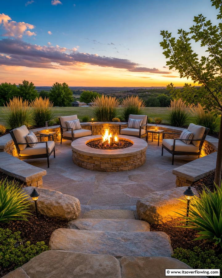 Elegant Fire Pit Ambiance - 21 Hardscape Ideas to Revamp Your Outdoor Spaces