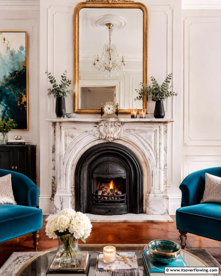Elegant Fireplace Focal Point - 25 Victorian Living Room Ideas for Elegant Spaces