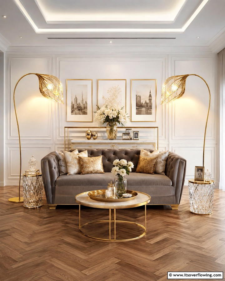 Elegant Floor Lamps - 30 Glam Living Room Ideas for Luxurious Comfort