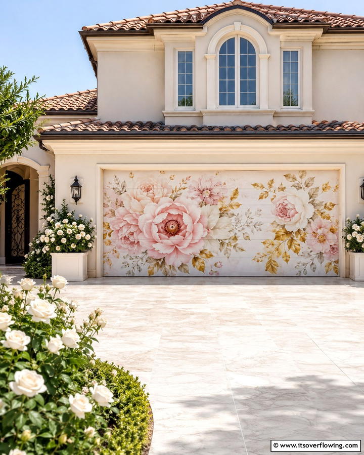 Elegant Floral Extravaganza - 30 Garage Door Mural Ideas for Creative Curb Appeal
