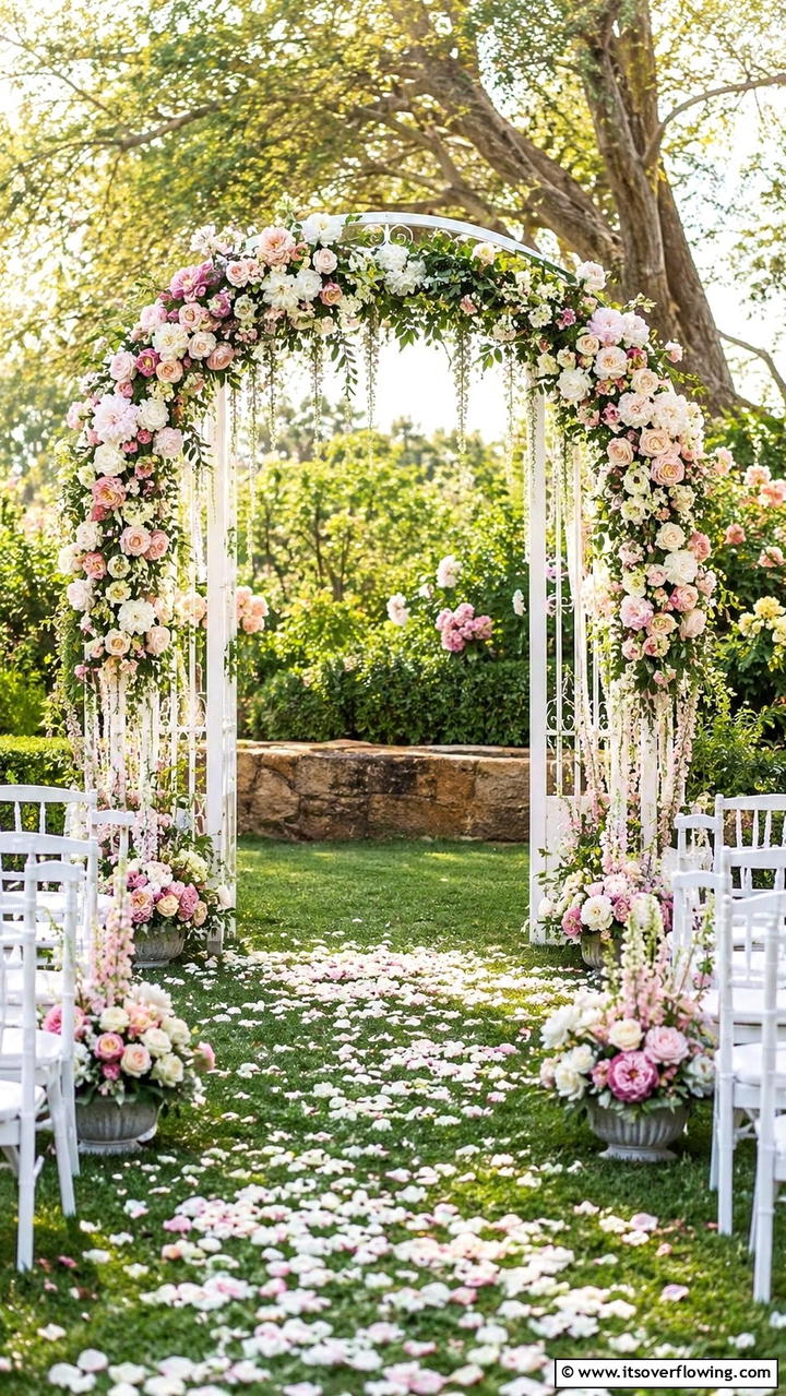 Elegant Floral Garden Arch - 21 Beautiful Wedding Arch Ideas for Ceremony Backdrops