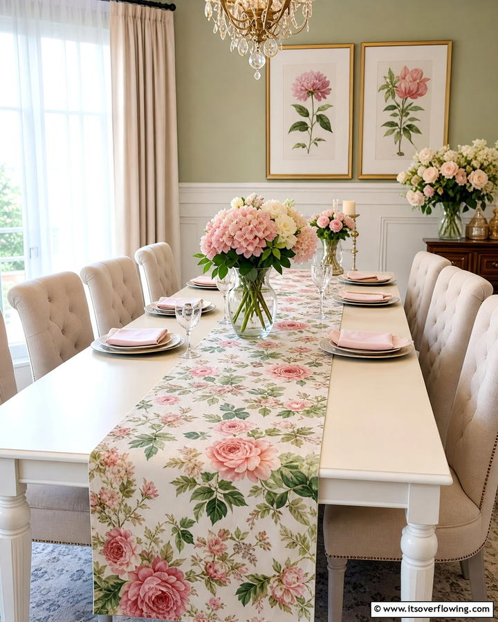 Elegant Floral Table Runner - 21 Unique Table Runner Ideas to Enhance Your Dining Experience