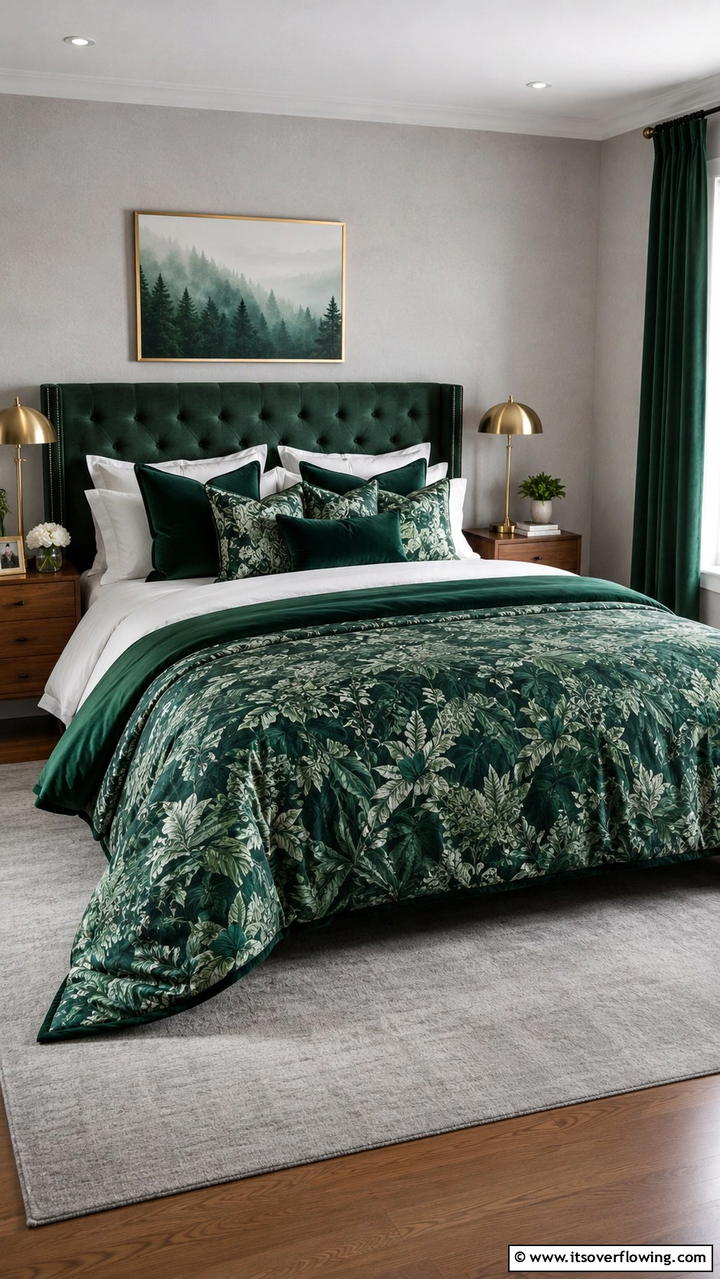 Elegant Forest Green Bedding - 30 Forest Green Bedroom Ideas for Serene Retreats