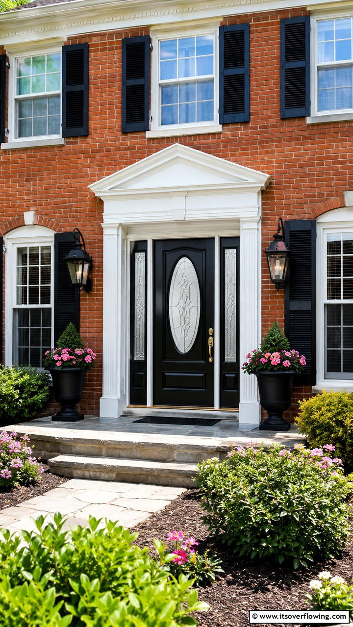 Elegant Glass Insert - 30 Colonial Front Door Ideas to Enhance Your Home’s Charm