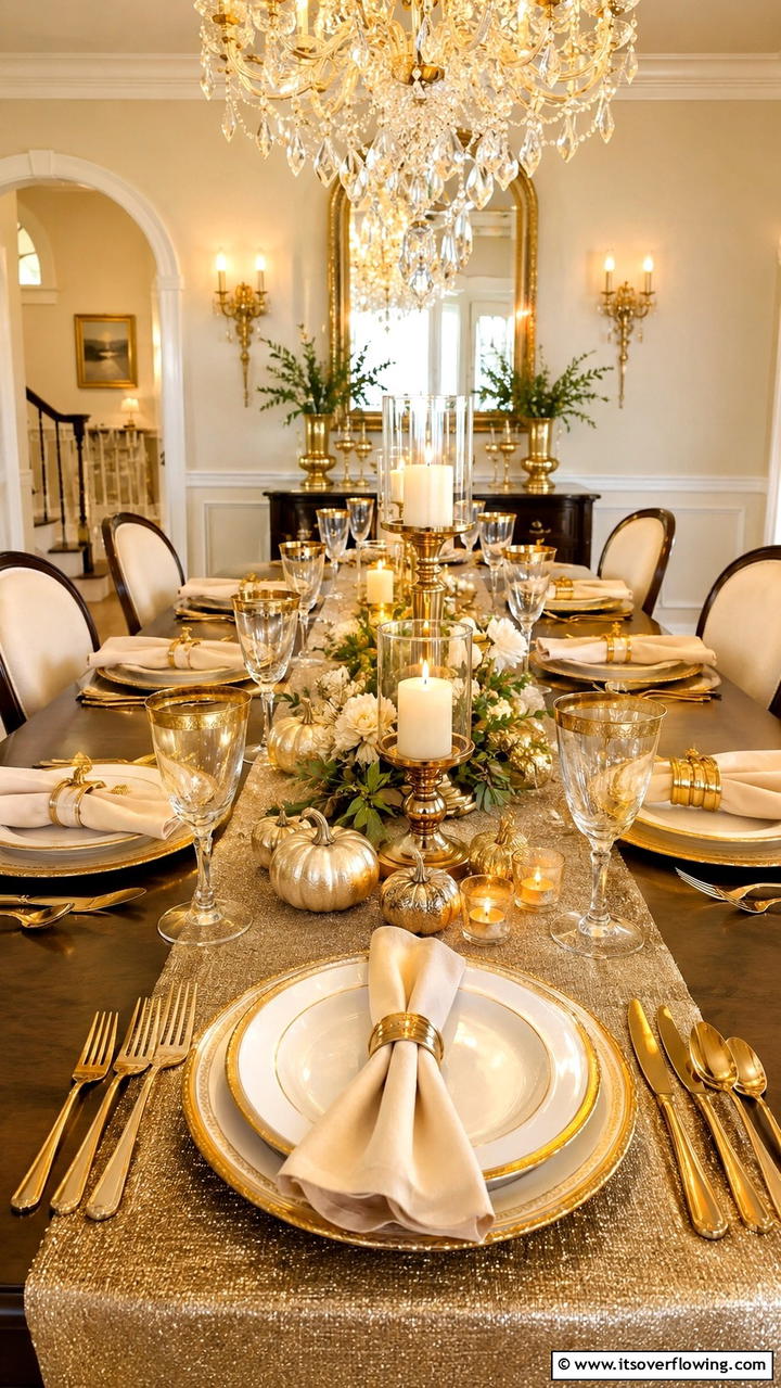 Elegant Gold Accents - 21 Beautiful Thanksgiving Table Settings for Holiday Meals