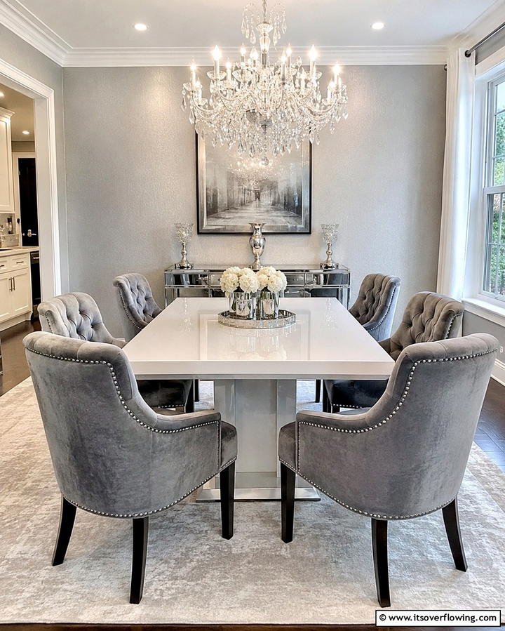 Elegant Gray Upholstered Chairs - 30 Gray Dining Room Design Ideas for Modern Entertaining