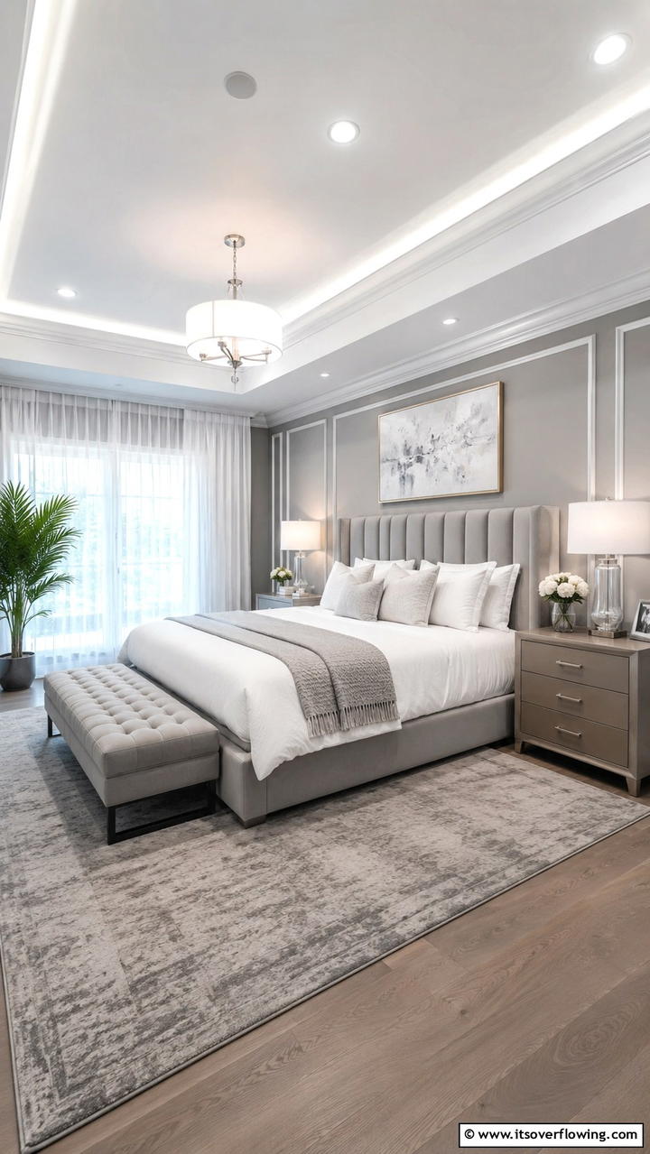 Elegant Grey Bedroom Retreat - 30 Grey and White House Interior Ideas- Minimalist Elegance