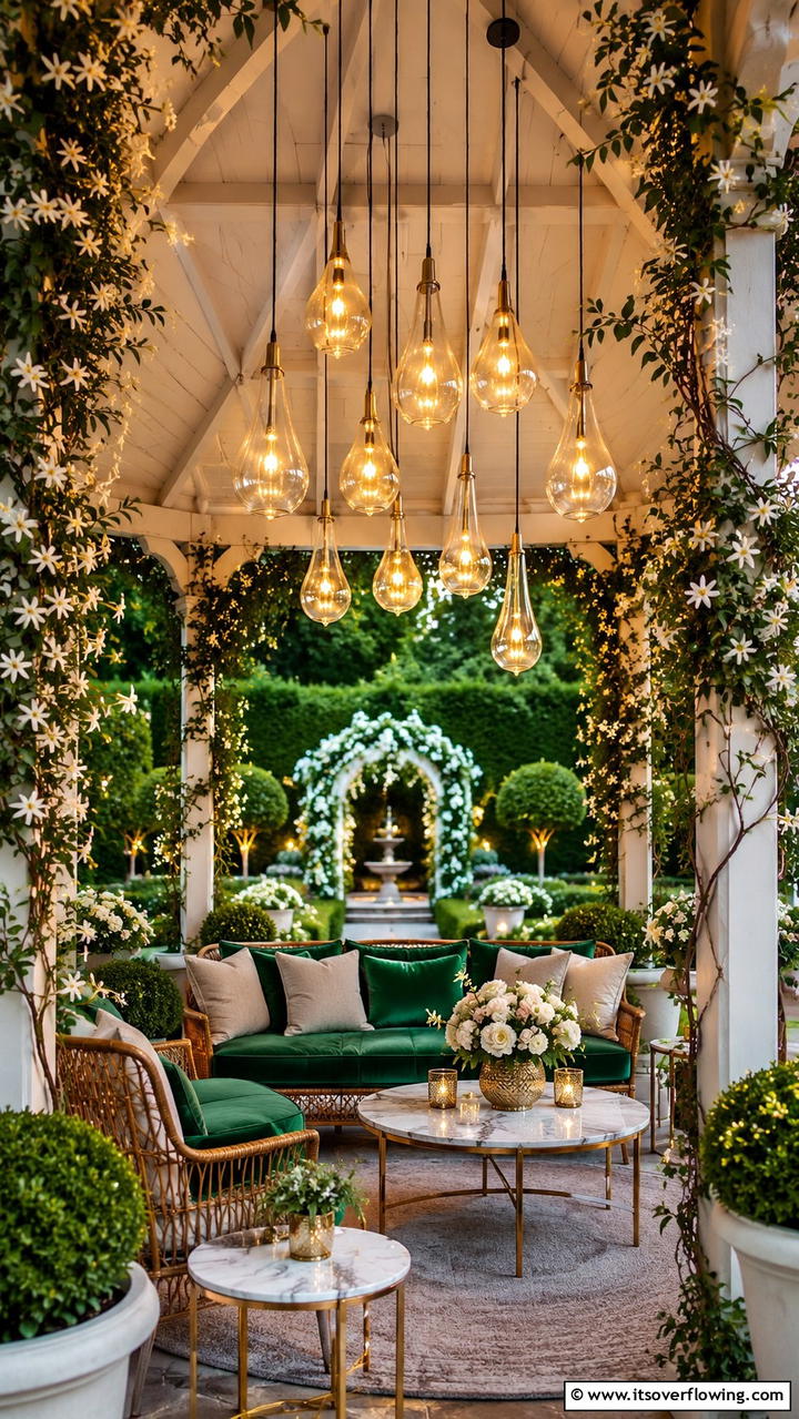 Elegant Hanging Lights - 30 Gazebo Lighting Ideas- Ambient Outdoor Illumination