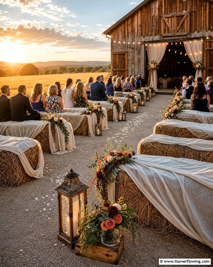 Elegant Hay Bale Decor - 21 Fall Wedding Décor Ideas for a Seasonal Celebration
