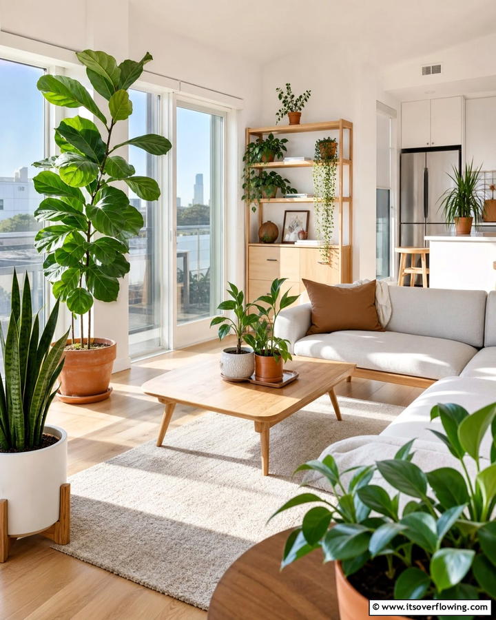 Elegant Indoor Plants - 21 Minimalist Apartment Ideas to Maximize Small Spaces