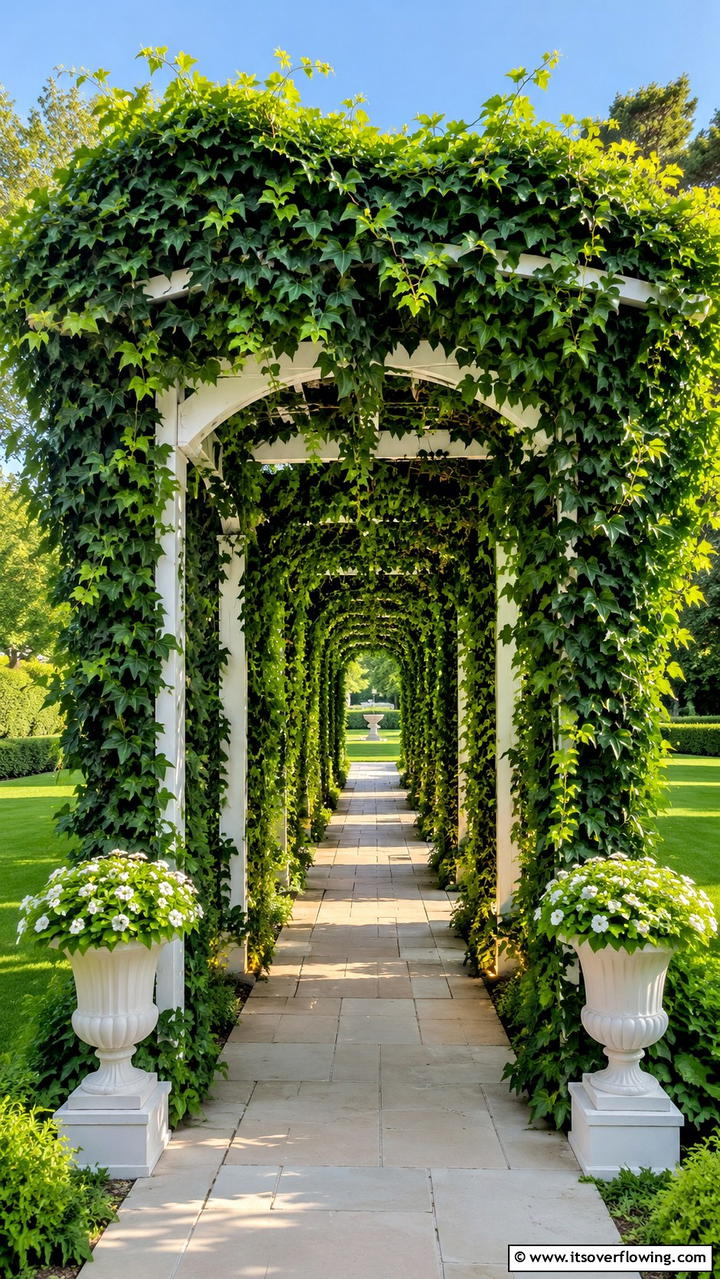 Elegant Ivy Covered Walkway - 30 Covered Walkway Ideas for All-Weather Charm