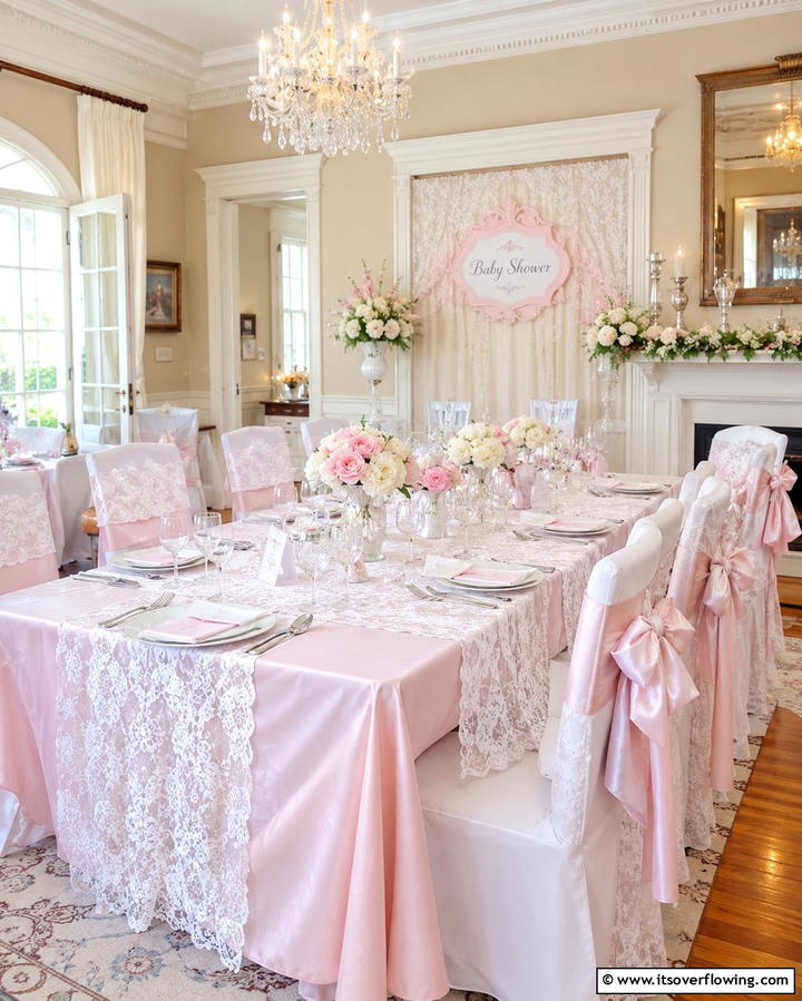 Elegant Lace and Ribbon Design - 30 Baby Shower Centerpiece Ideas for Adorable Themes