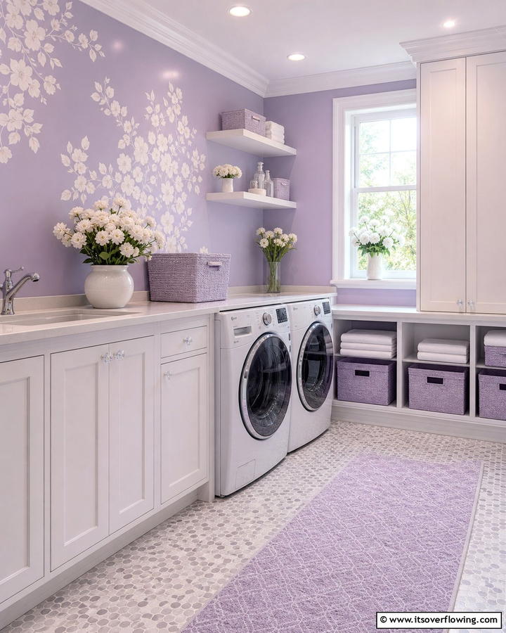 Elegant Lavender Mist - 30 Laundry Room Paint Ideas to Brighten Chore Time