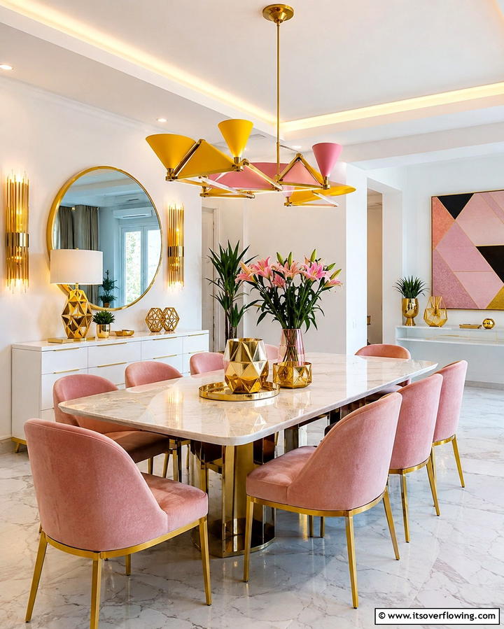 Elegant Lighting Fixtures - 30 Yellow and Pink Decor Ideas- Vibrant Home Accents