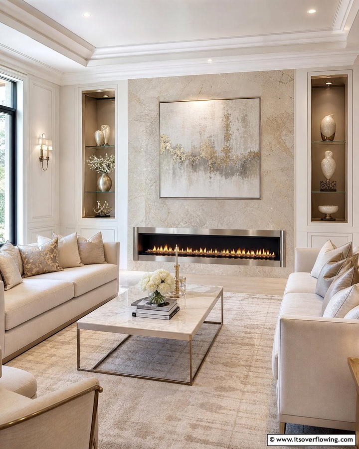 Elegant Linear Fireplace Statement - 30 Linear Fireplace Ideas for Modern Home Heating