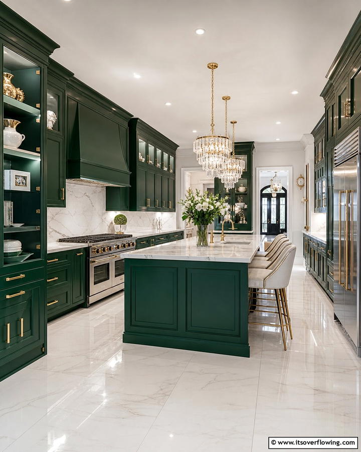 Elegant Lush Green Cabinets - 21 Green Kitchen Cabinet Ideas for a Vibrant Culinary Space