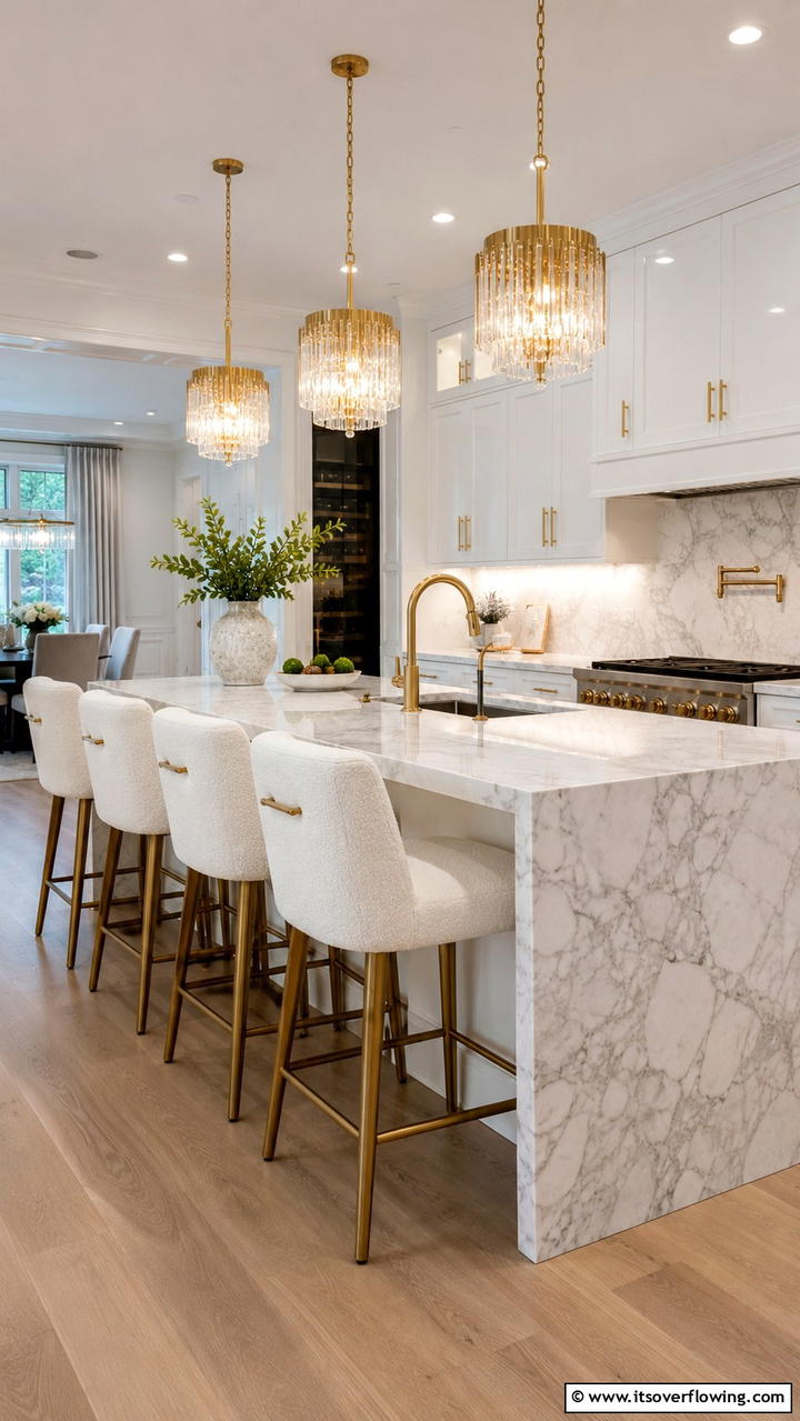 Elegant Marble Breakfast Bar - 30 Breakfast Bar Ideas for Functional Kitchen Spaces