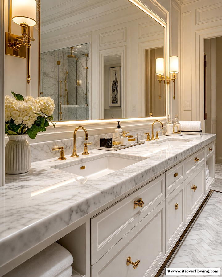 Elegant Marble Countertops - 25 Elegant Bathroom Decor Ideas for a Luxurious Feel