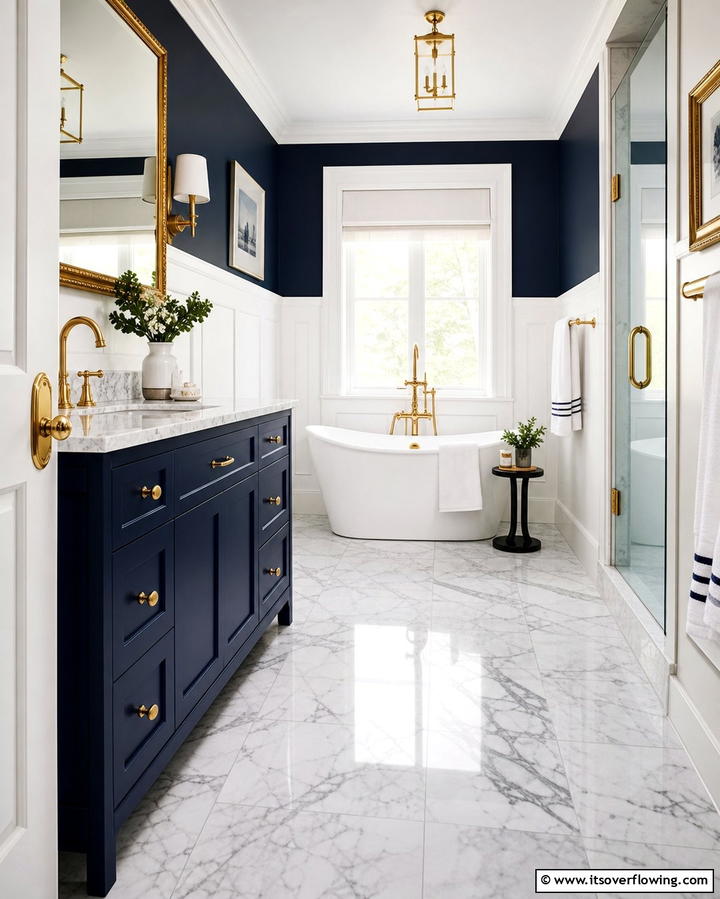 Elegant Marble Flooring - 25 Small Bathroom Flooring Ideas for Stylish and Durable Floors