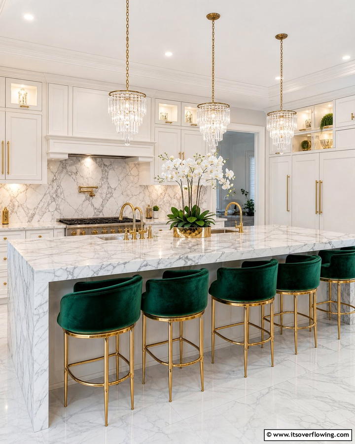 Elegant Marble Top Bar - 30 Kitchen Bar Ideas for Casual Dining and Socializing