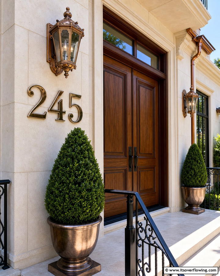 Elegant Metallic Numbers - 21 House Number Ideas to Boost Curb Appeal Creatively