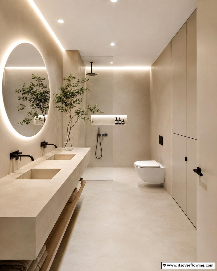 Elegant Minimalist Design - 30 Beige Bathroom Ideas for Timeless and Serene Design Schemes