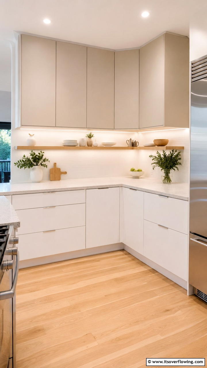 Elegant Minimalist Overhead Cabinets - 30 Corner Cabinet Ideas to Maximize Storage in Any Room