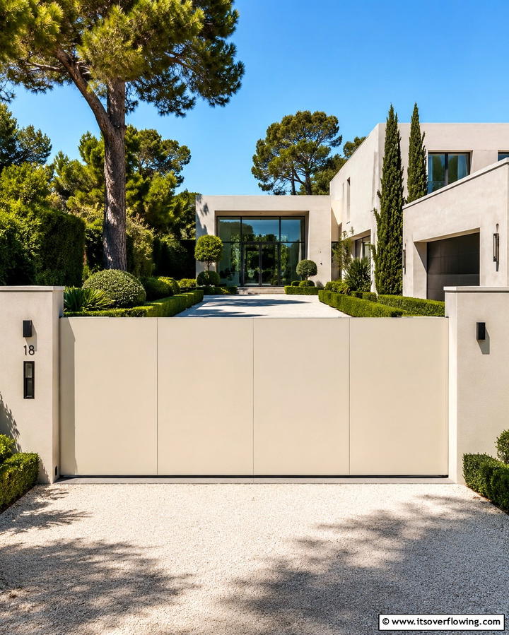 Elegant Minimalist Panel Gate - 30 Stylish Driveway Gate Ideas for Curb Appeal
