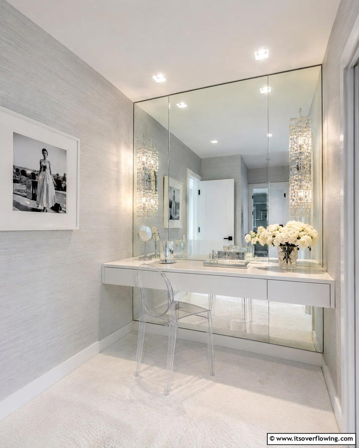 Elegant Mirror Mounted Vanity - 30 Bedroom Vanity Ideas for Chic and Functional Dressing Areas