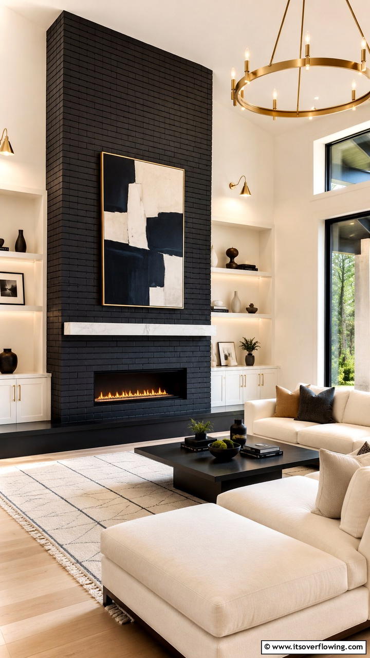 Elegant Modern Black Brick Fireplace - 30 Black Brick Fireplace Ideas for Dramatic Focal Points