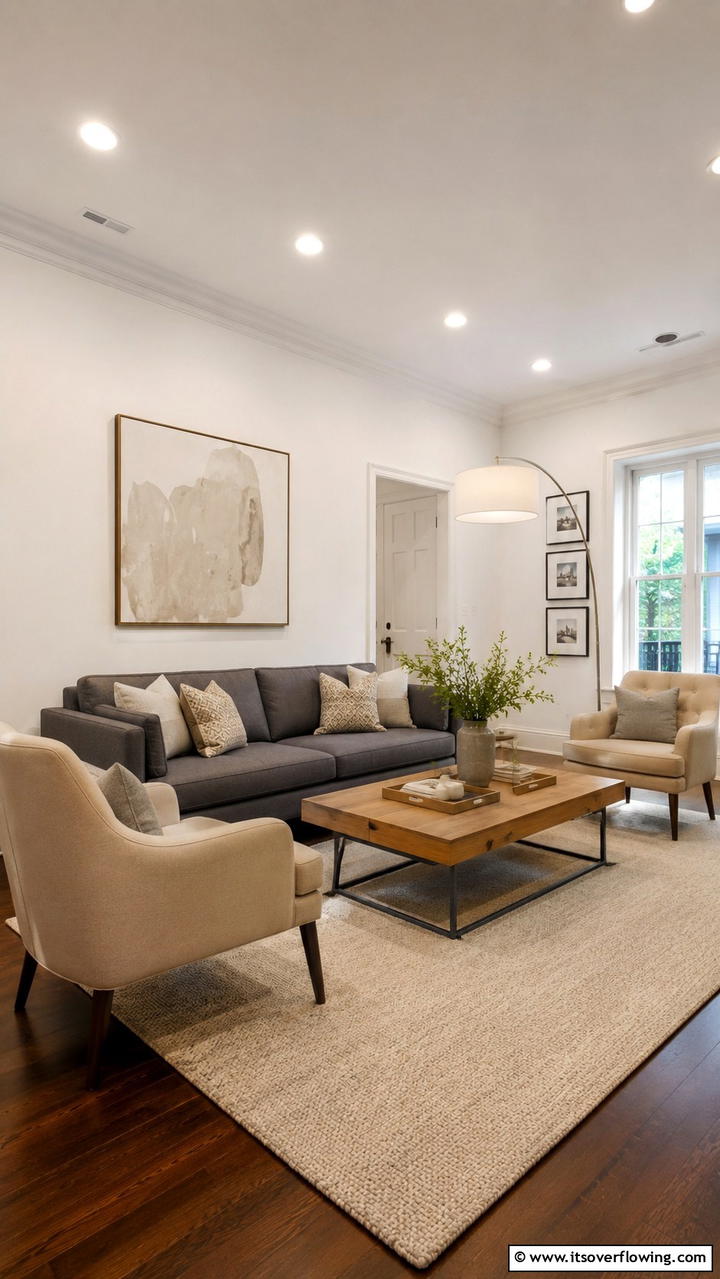 Elegant Modern Simplicity - 30 Grey and Beige Living Room Ideas- Warm Minimalist Designs